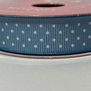 8 Rolls Blue White Polka Dot Ribbon